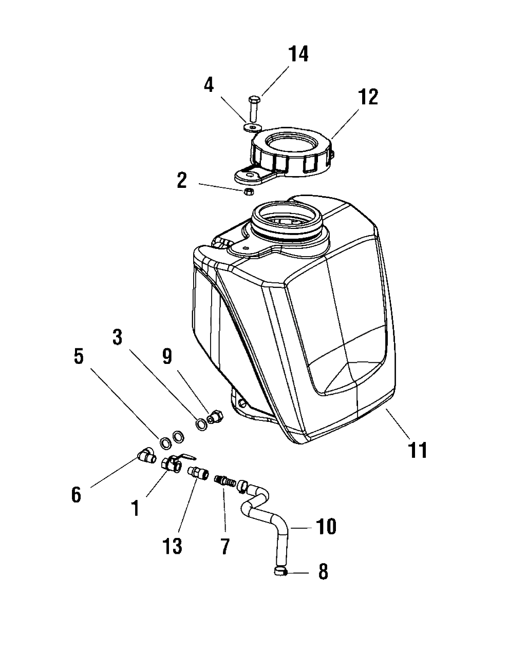 Water Tank Group (80003068) Diagram and Parts List for EX14-S 866055 Briggs and Stratton Concrete Saw